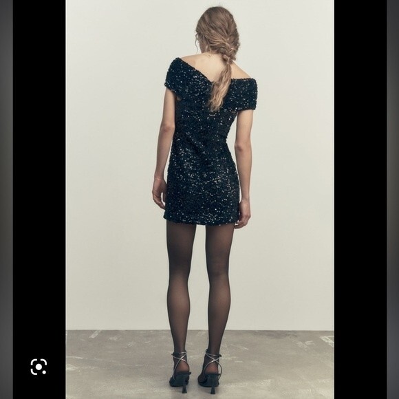 ZARA SEQUINED VELVET DRESS - Picture 4 of 6